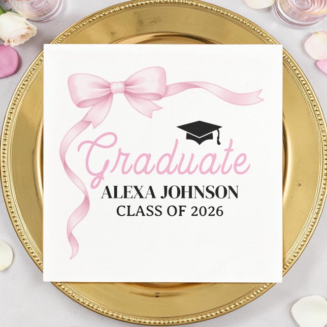 Pink Bow Class Of 2026 Graduation Serviette (Von Creator hochgeladen)