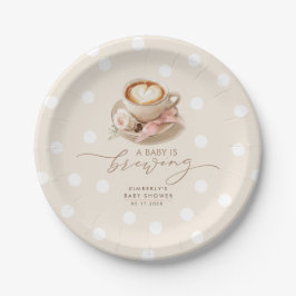 Pink Bow Coffee Baby Is Brewing Girl Baby Shower Pappteller