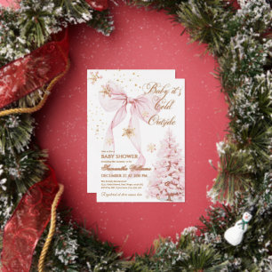 Pink Bow Cold Outside Baby Girl Dusche Folieneinladung