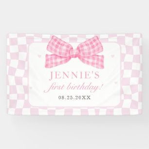 Pink Bow Coquette 1. Geburtstag Party Banner