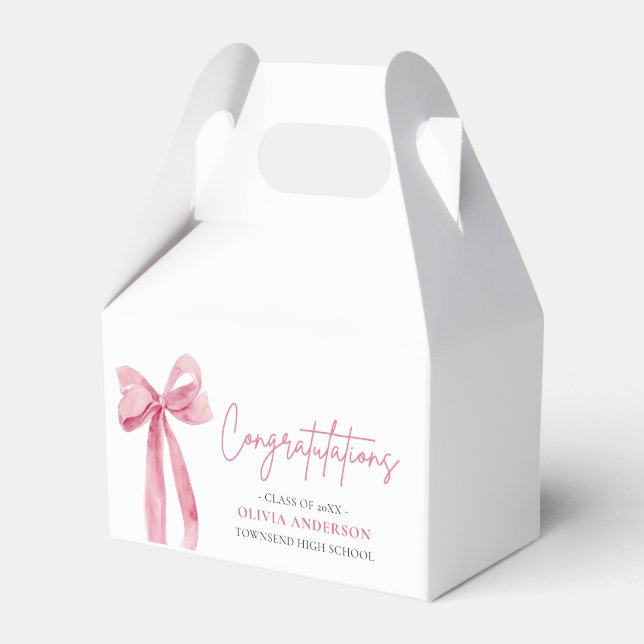Pink Bow Coquette Abschluss Gratulation Geschenkschachtel (Vorderseite)