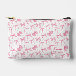 Pink Bow Coquette Aesthetic Custom Name Zubehörtasche