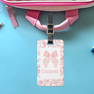 Pink Bow Coquette Ästhetische Kinder Schultasche T Gepäckanhänger