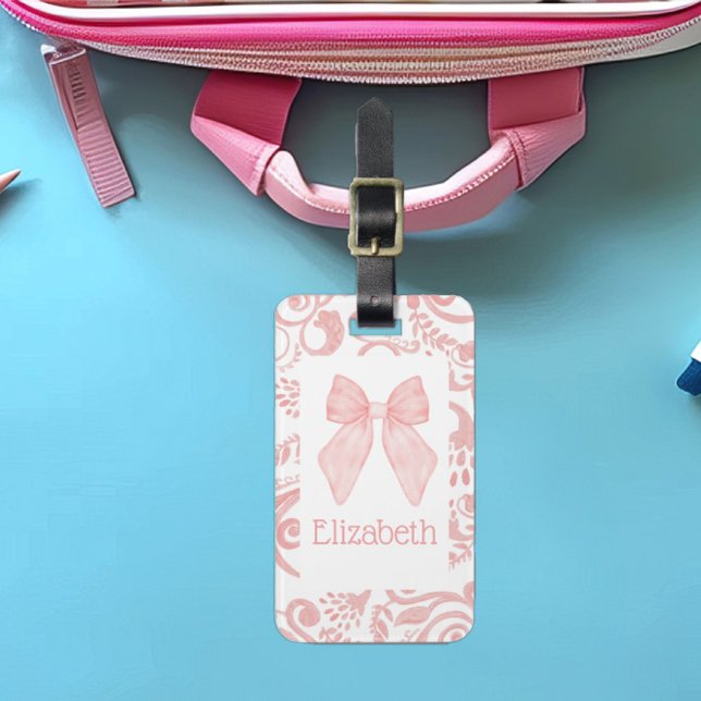 Pink Bow Coquette Ästhetische Kinder Schultasche T Gepäckanhänger (Von Creator hochgeladen)