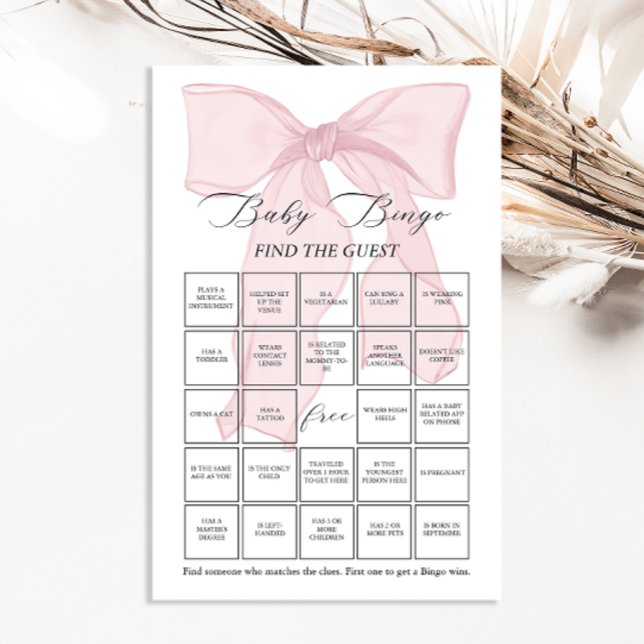 Pink Bow Coquette Baby Bingo Finden Sie das Game (Von Creator hochgeladen)