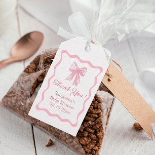 Pink Bow Coquette Baby Dusche Gefallen Geschenkanhänger