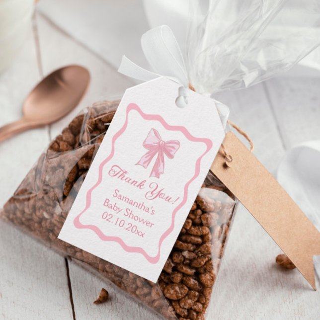 Pink Bow Coquette Baby Dusche Gefallen Geschenkanhänger (Von Creator hochgeladen)