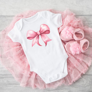 Pink Bow Coquette Baby Shoogramm Strampler
