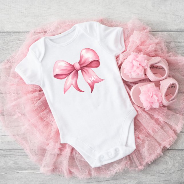 Pink Bow Coquette Baby Shoogramm Strampler (Von Creator hochgeladen)