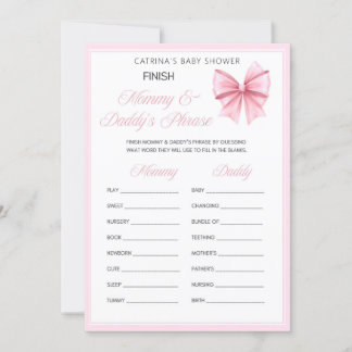 Pink Bow Coquette Babydusche - bestellbarer Name, Einladung