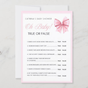 Pink Bow Coquette Babydusche - bestellbarer Name, Einladung