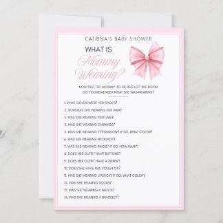 Pink Bow Coquette Babydusche - bestellbarer Name, Einladung
