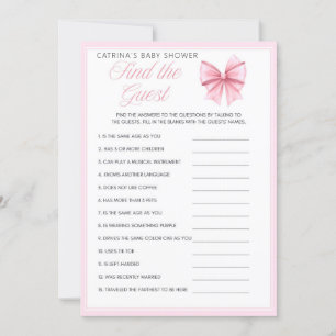Pink Bow Coquette Babydusche - bestellbarer Name, Einladung