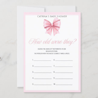 Pink Bow Coquette Babydusche - bestellbarer Name, Einladung