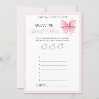 Pink Bow Coquette Babydusche - bestellbarer Name, Einladung