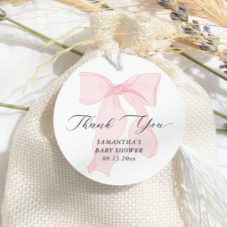 Pink Bow Coquette Babydusche Geschenkanhänger