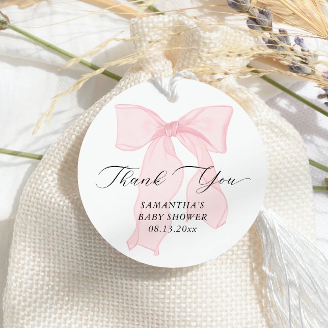 Pink Bow Coquette Babydusche Geschenkanhänger (Von Creator hochgeladen)