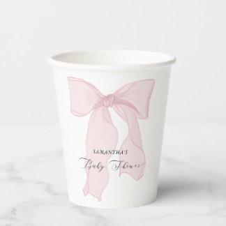 Pink Bow Coquette Babydusche Pappbecher
