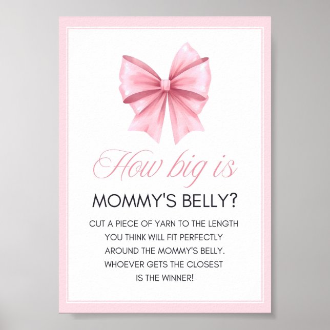 Pink Bow Coquette Babydusche Schild (Vorne)