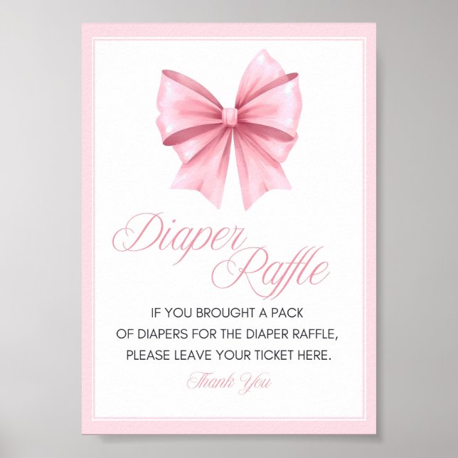 Pink Bow Coquette Babydusche Schild (Vorne)