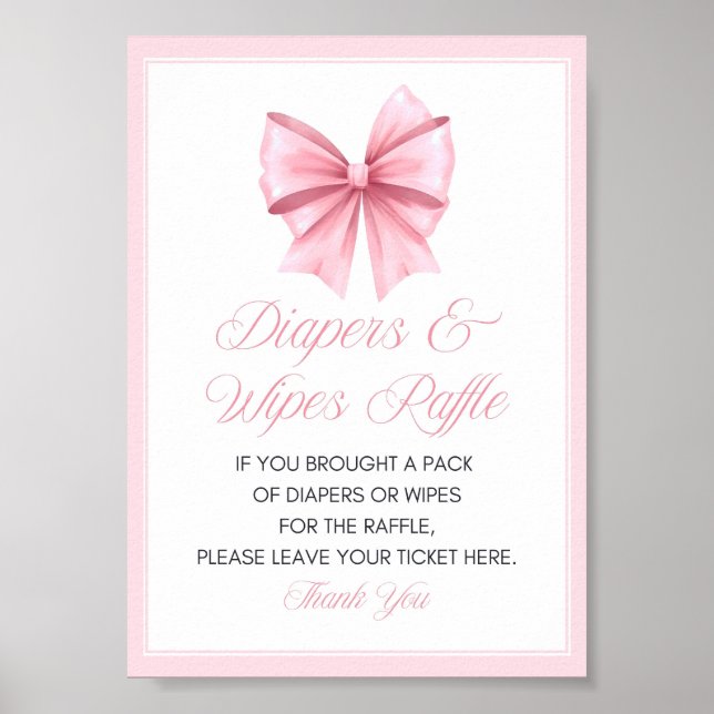 Pink Bow Coquette Babydusche Schild (Vorne)