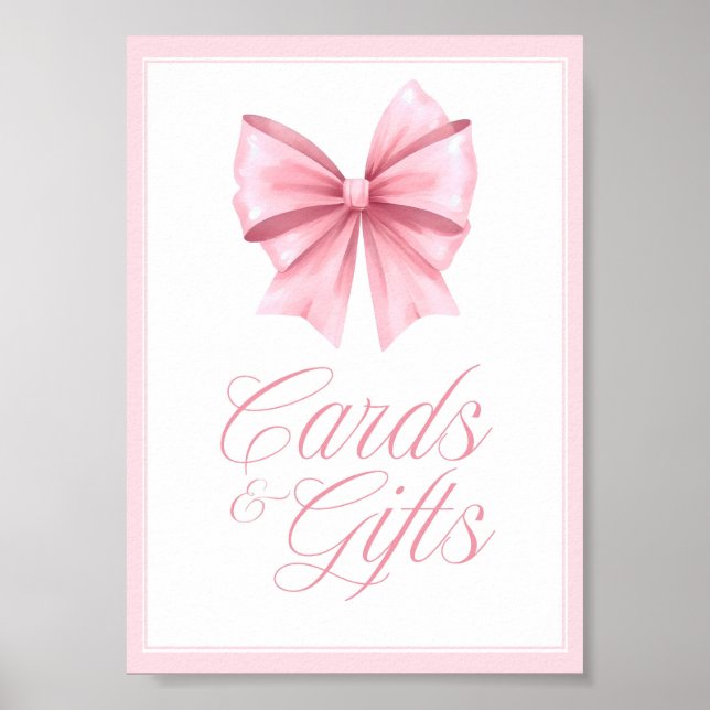 Pink Bow Coquette Babydusche Schild (Vorne)