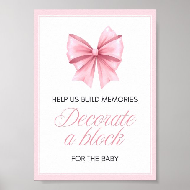 Pink Bow Coquette Babydusche Schild (Vorne)