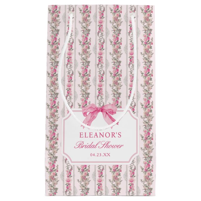 Pink Bow Coquette Brautparty Kleine Geschenktasche Kleine Geschenktüte (Vorderseite)