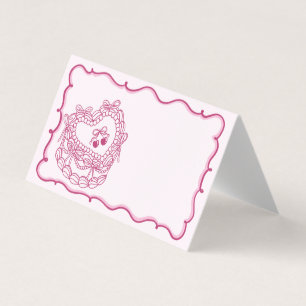 Pink Bow Coquette Cake Bachelorette Platzkarte