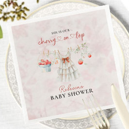 Pink Bow Coquette Cherry auf Top Baby Dusche Serviette