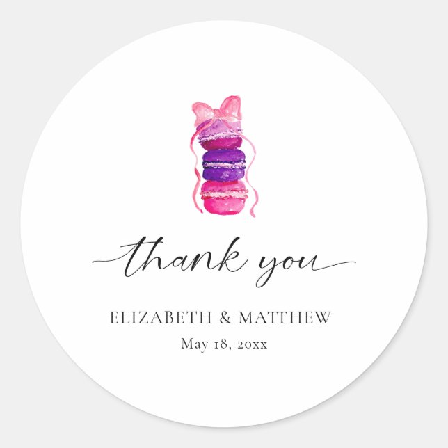 Pink Bow Coquette Elegante Macaron Wedding Runder Aufkleber (Vorderseite)