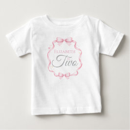 Pink Bow Coquette Elizabeth is Two 2nd Birthday Baby T-shirt