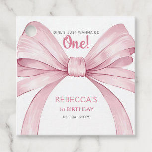 Pink Bow Coquette Erster Geburtstag Geschenkanhänger