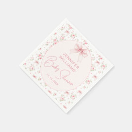 Pink Bow Coquette Floral Baby Girl Duschpapier Serviette
