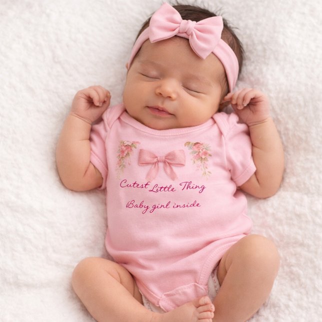 Pink Bow Coquette Floral Baby Girl Strampler (Von Creator hochgeladen)