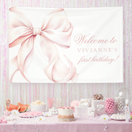 Pink Bow Coquette Girl 1. Geburtstag Banner