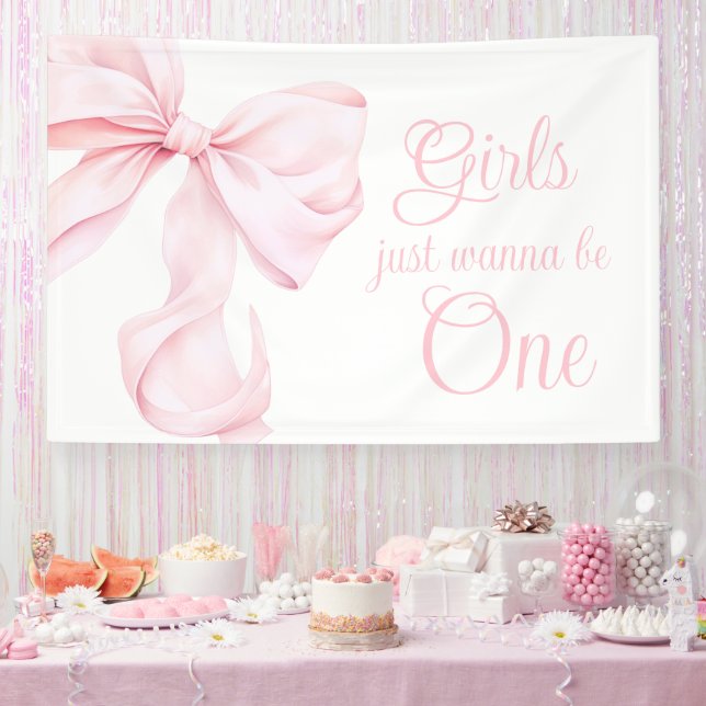 Pink Bow Coquette Girl 1. Geburtstag Banner (Party)