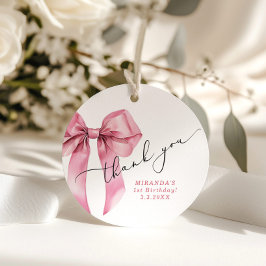 Pink Bow Coquette Girl Geburtstag Vielen Dank Geschenkanhänger