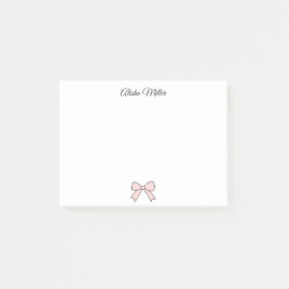 Pink Bow Coquette Individuelle Name Geschirr Post-it Klebezettel