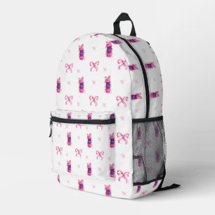 Pink Bow Coquette Macarons Niedlich Wasserfarbe Bedruckter Rucksack