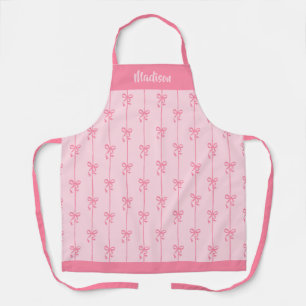 Pink Bow Coquette Modern Girl Personalisiert Name Schürze