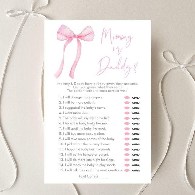 Pink Bow Coquette Mommy oder Daddy Baby Showspiel (Von Creator hochgeladen)