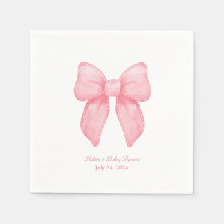 Pink Bow Coquette Personalisiert Name Napkin Serviette