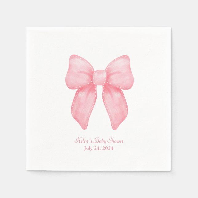 Pink Bow Coquette Personalisiert Name Napkin Serviette (Vorderseite)