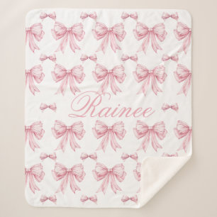Pink Bow Coquette Personalisiert Y2K Bow Girly Gir Sherpadecke