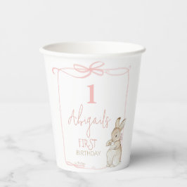 Pink Bow Coquette Peter der Kaninchen 1. Geburtsta Pappbecher