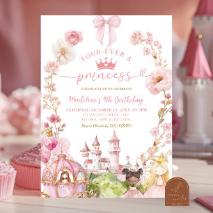 Pink Bow Coquette Princess Kingdom 4 Birthday Einladung