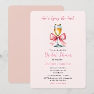 Pink Bow Coquette Prosecco Brautparty Einladung