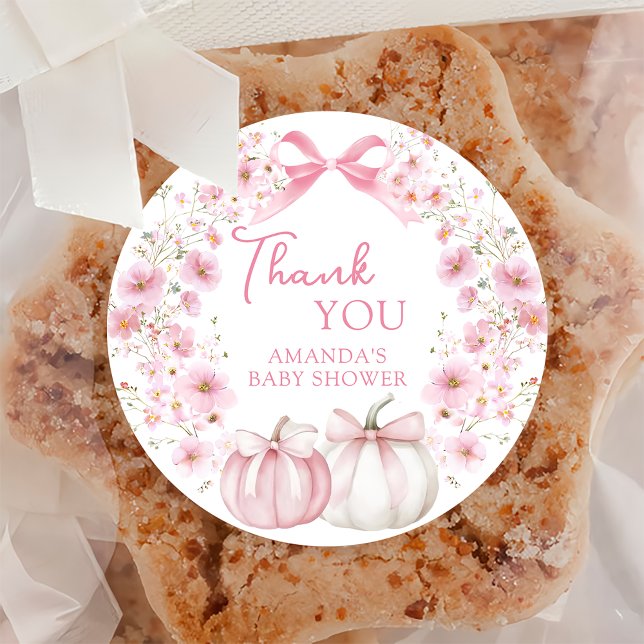 Pink Bow Coquette Pumpkin Babydusche Sticker (Von Creator hochgeladen)