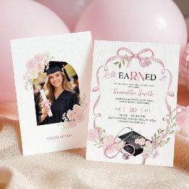 Pink Bow Coquette RN Graduation Invitation Einladung